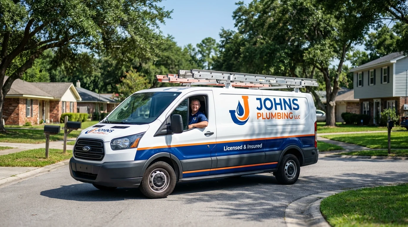 Johns Plumbing LLC service van in Aguanga, CA