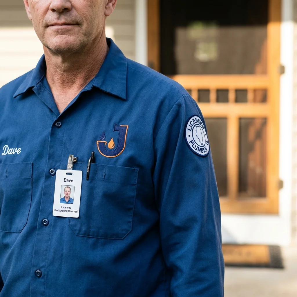 Licensed plumber showing ID badge in Aguanga, CA